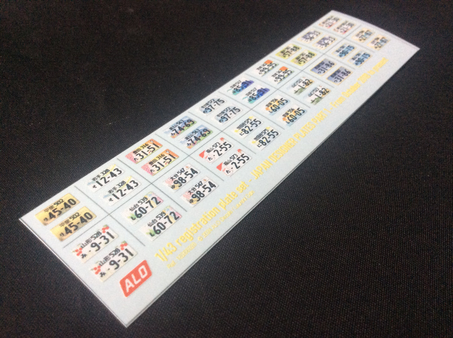 2018-PRESENT JAPAN REGIONAL "DESIGNER" SPECIAL REGISTRATION PLATES (SET #1) 1:43, 1:24, 1:18 DECALS - FOR 20 CARS