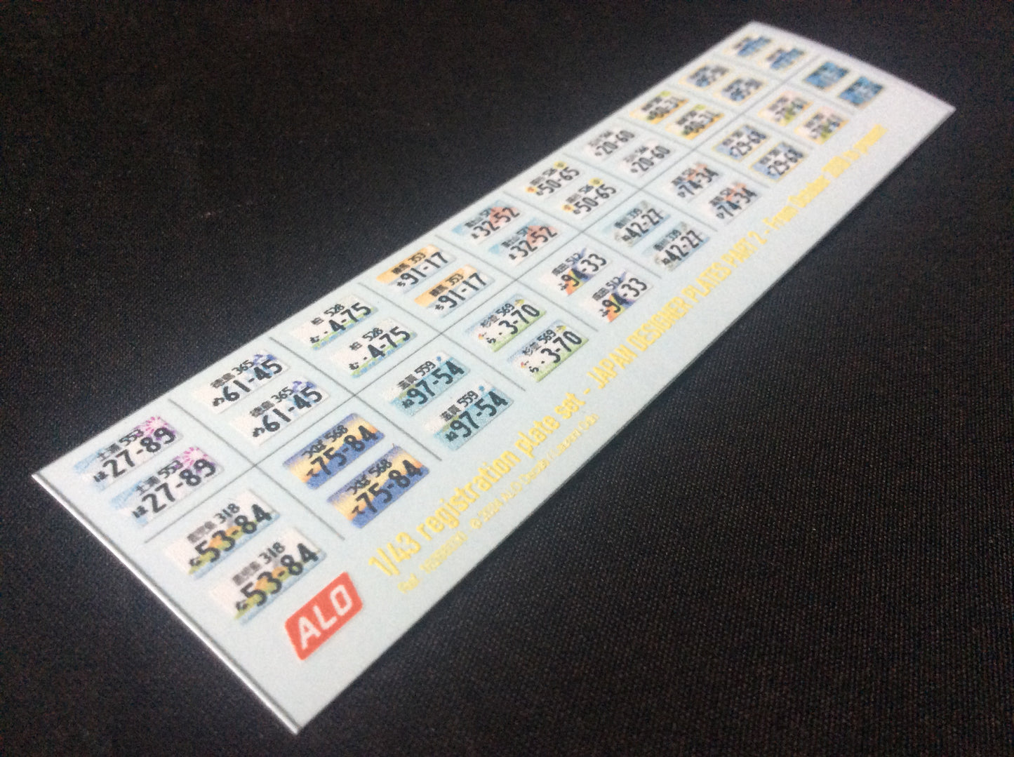 2018-PRESENT JAPAN REGIONAL "DESIGNER" SPECIAL REGISTRATION PLATES (SET #2) 1:43, 1:24, 1:18 DECALS - FOR 20 CARS