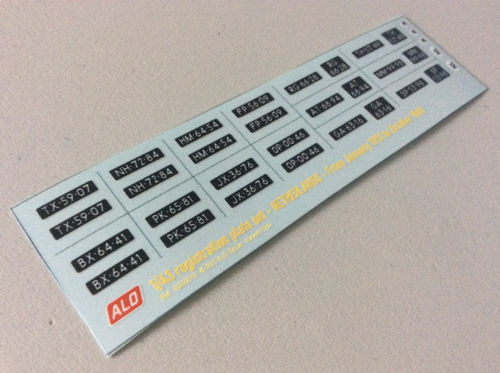 1951-1965 DUTCH REGISTRATION PLATES 1:43, 1:18 DECALS - FOR 14 CARS