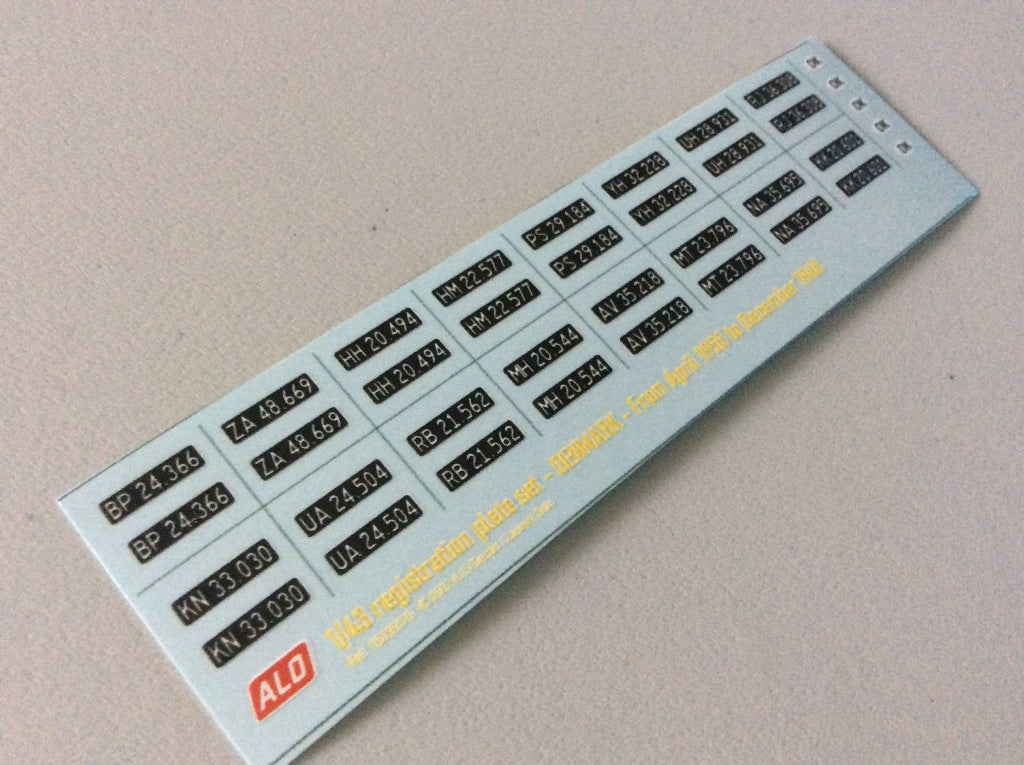 1958-1968 DANISH REGISTRATION PLATES 1:43, 1:18 DECALS - FOR 16 CARS