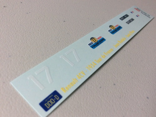 1954 TOUR DE FRANCE #17 RENAULT 4CV JEAN REDELE/LOUIS PONS 1:43, 1:18 DECALS