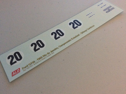 1969 CAMPEONATO ESTADUAL RIO DE JANEIRO #20 FORD GT40 SIDNEY CARDOSO 1:43 DECALS