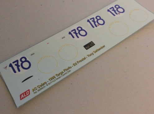 1966 TARGA FLORIO #178 AC SHELBY COBRA ED FREUTEL/TONY SETTEMBER 1:43, 1:24, 1:18 DECALS
