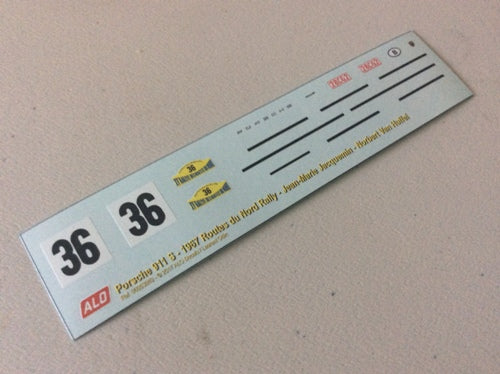 1967 ROUTES DU NORD RALLY #36 PORSCHE 911 JEAN-MARIE JACQUEMIN/NORBERT VAN HUFFEL 1:43, 1:32 DECALS