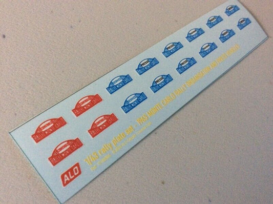 1965 MONTE CARLO RALLY ORGANISATION AND PRESS PLATES 1:43 DECALS - FOR 8 CARS