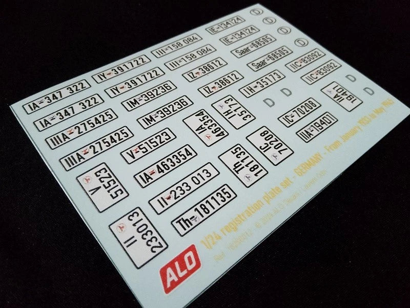 1933-1945 GERMAN REGISTRATION PLATES 1:87, 1:43, 1:24, 1:18 DECALS - FOR 16 CARS