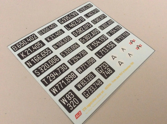 1947-1989 AUSTRIAN REGISTRATION PLATES 1:43, 1:18 DECALS - FOR 14 CARS