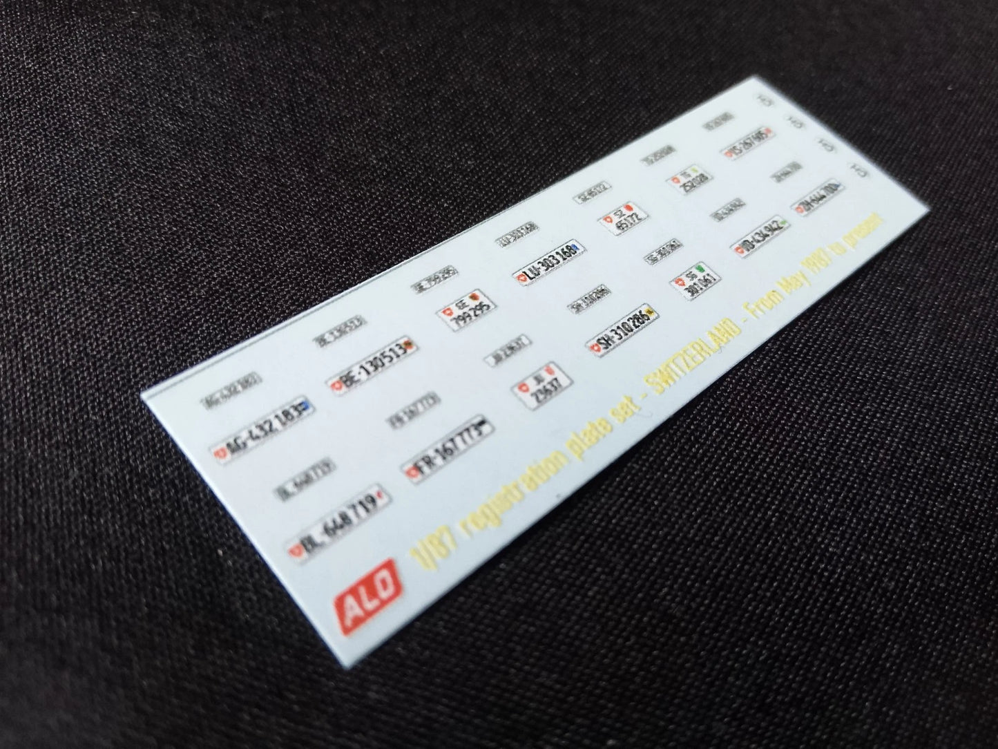 1987-PRESENT SWISS REGISTRATION PLATES 1:87, 1:43, 1:24, 1:18 DECALS - FOR 14 CARS