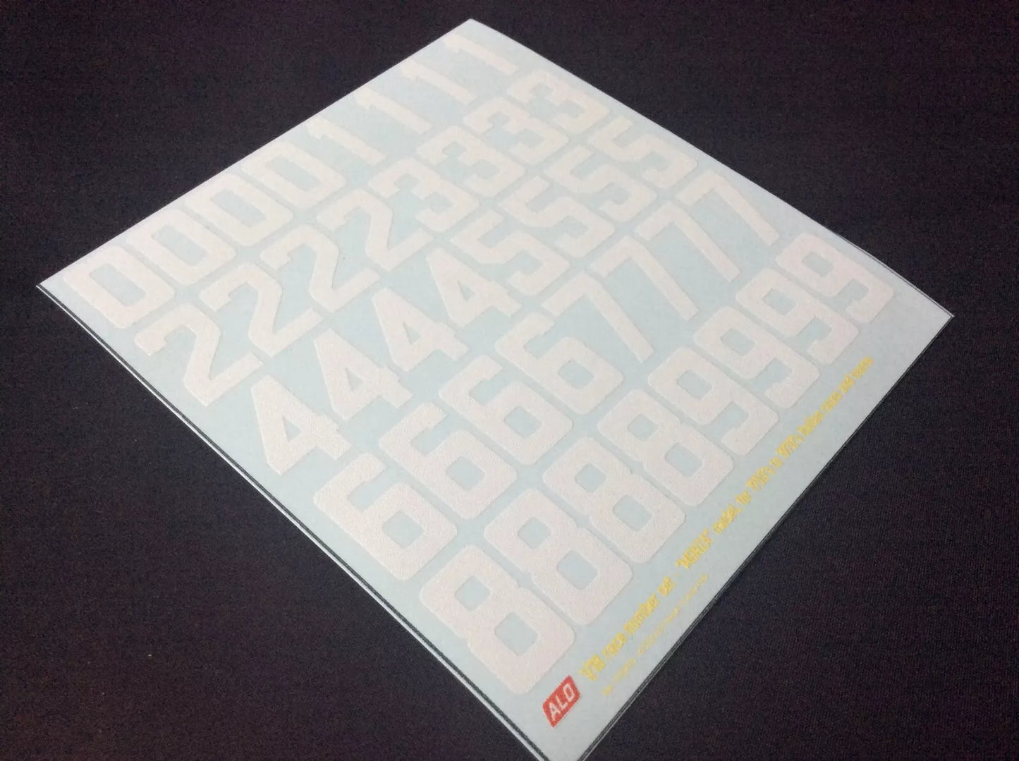 1950's TO 1970's ITALIAN-STYLE RACE NUMBERS IN WHITE - "MONZA" MODEL - 1:18 DECALS