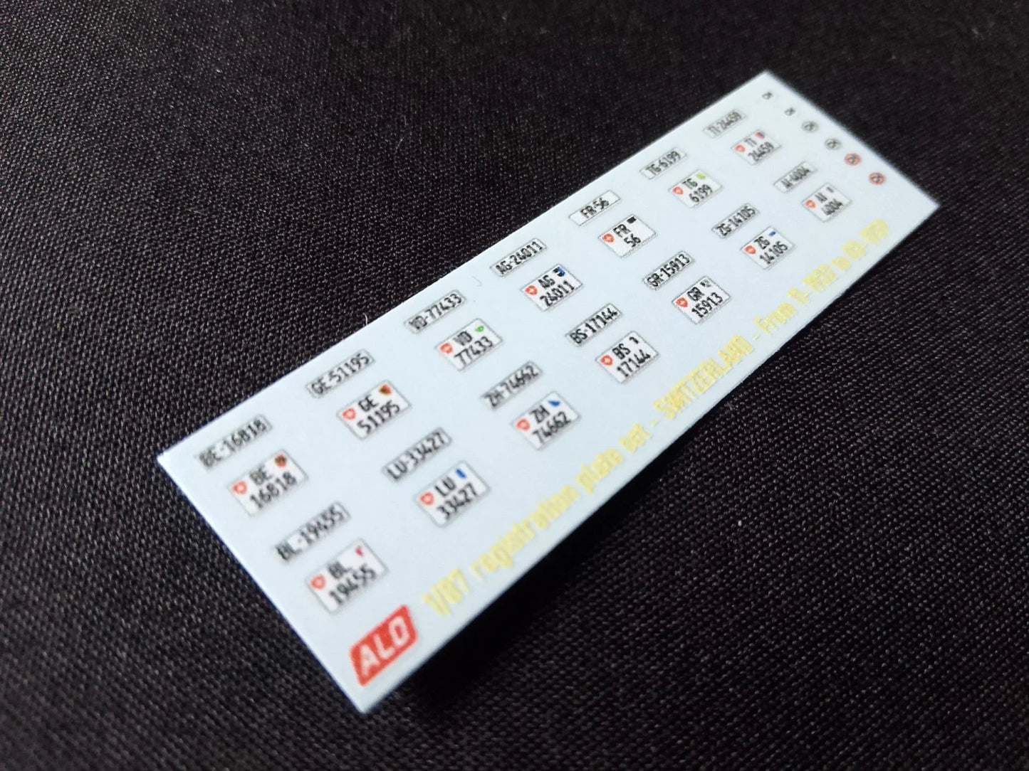 1932-1959 SWISS REGISTRATION PLATES 1:87, 1:43, 1:24, 1:18 DECALS - FOR 14 CARS