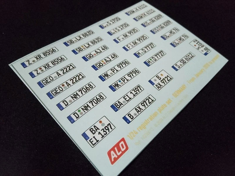 2010-PRESENT GERMAN REGISTRATION PLATES 1:24 DECALS - FOR 15 CARS