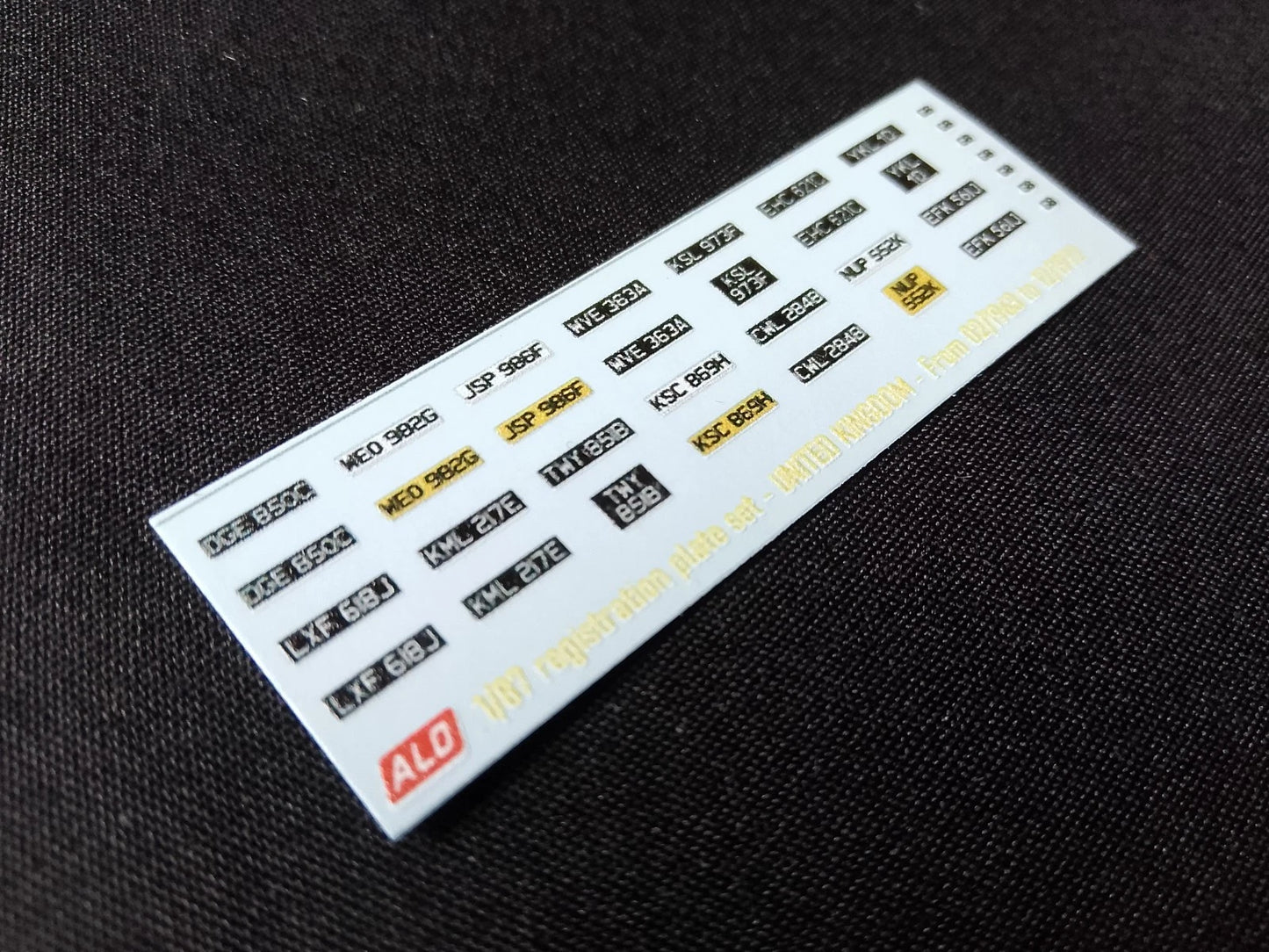 1963-1972 BRITISH REGISTRATION PLATES 1:87, 1:43, 1:18 DECALS - FOR 14 CARS