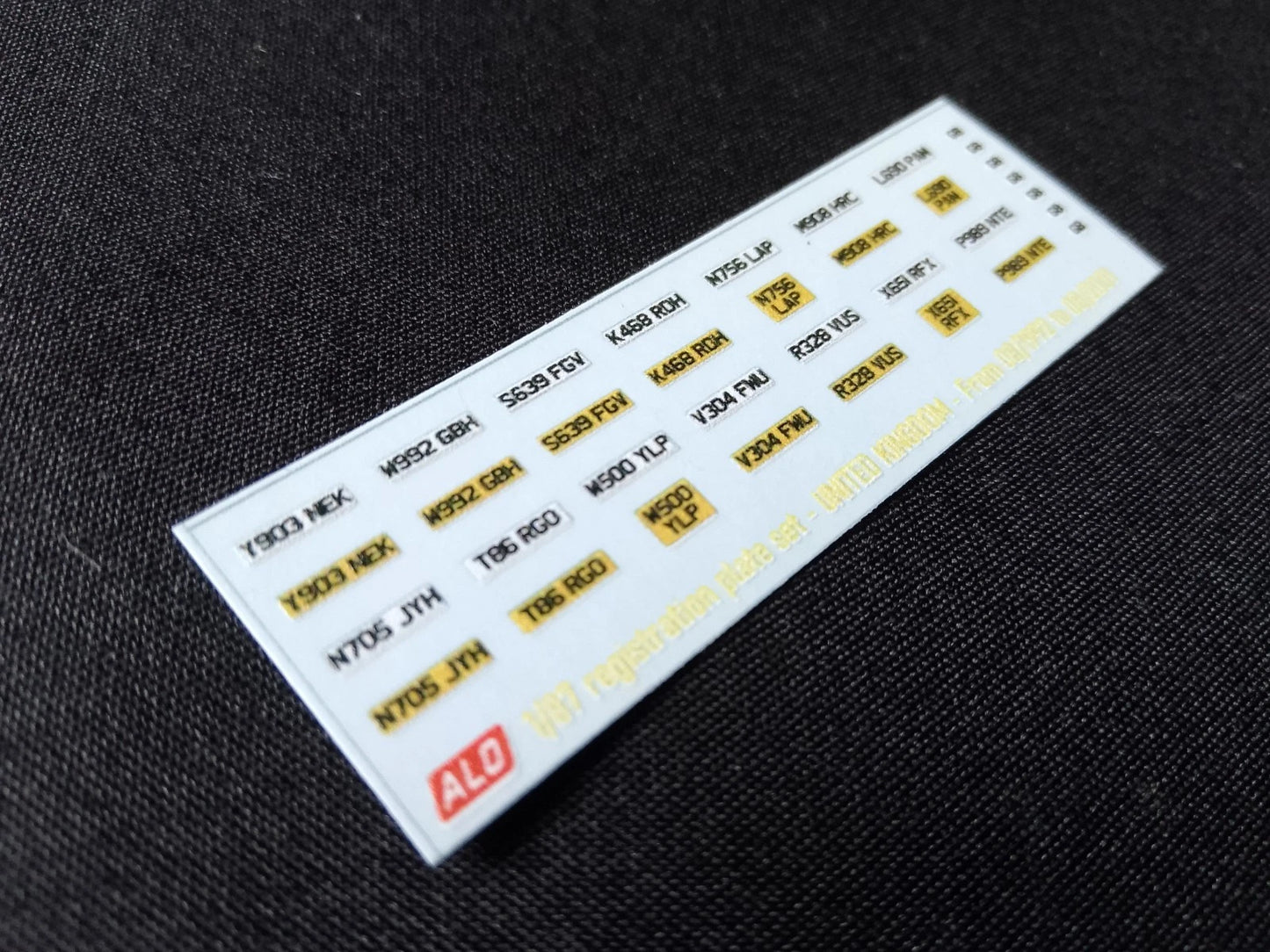1992-2001 BRITISH REGISTRATION PLATES 1:87, 1:43, 1:18 DECALS - FOR 14 CARS