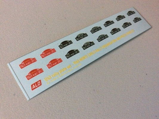 1960 MONTE CARLO RALLY ORGANISATION AND PRESS PLATES 1:43 DECALS - FOR 8 CARS