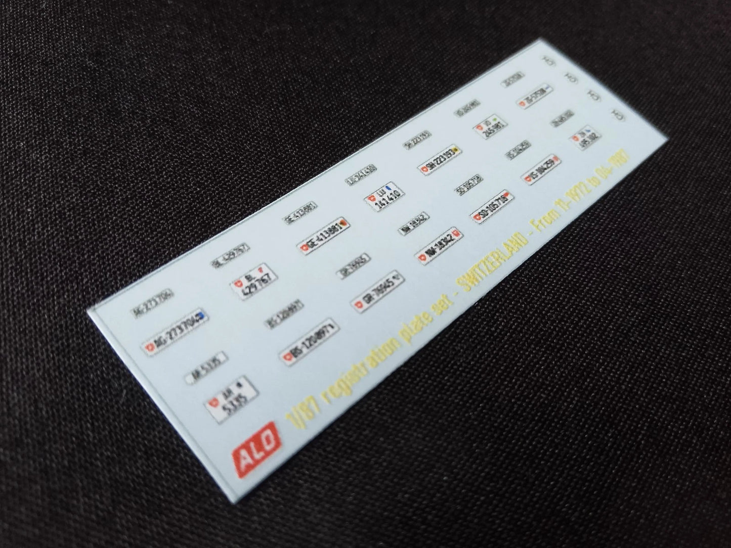 1972-1987 SWISS REGISTRATION PLATES 1:87, 1:43, 1:24, 1:18 DECALS - FOR 14 CARS