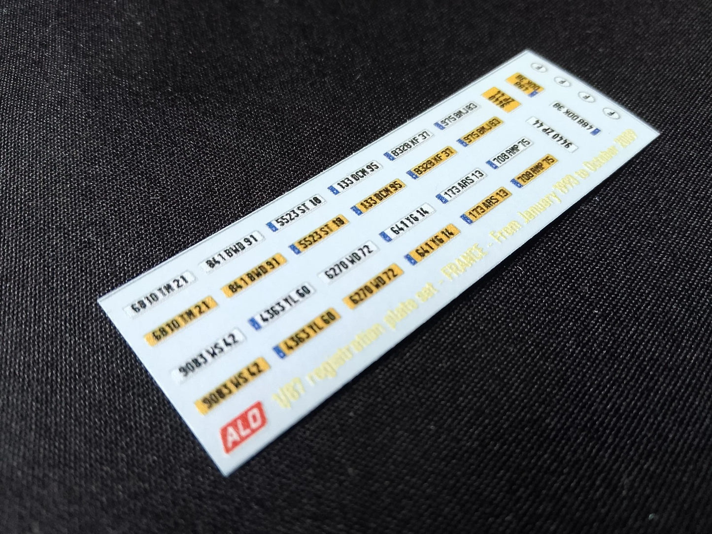 1993-2009 FRENCH REGISTRATION PLATES 1:87, 1:43, 1:24, 1:18 DECALS - FOR 14 CARS