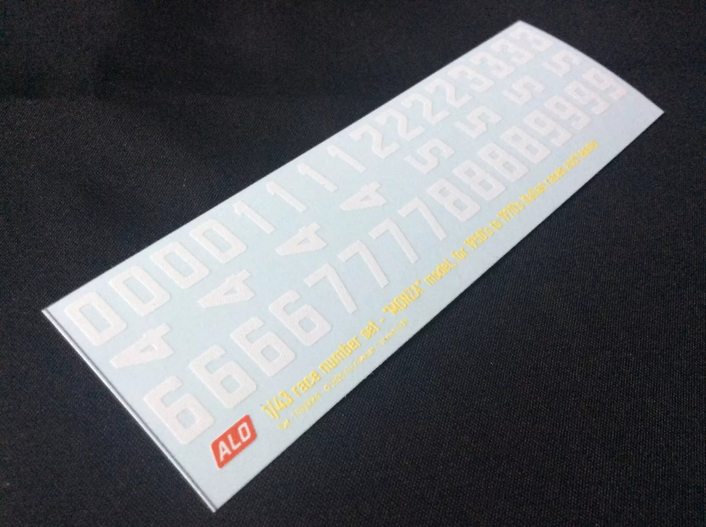 1950's TO 1970's ITALIAN-STYLE RACE NUMBERS IN WHITE - "MONZA" MODEL - 1:43 DECALS