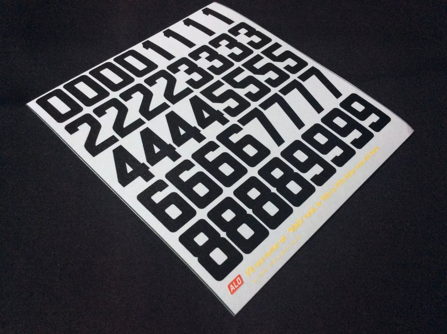 1950's TO 1970's ITALIAN-STYLE RACE NUMBERS IN BLACK - "MONZA" MODEL - 1:18 DECALS