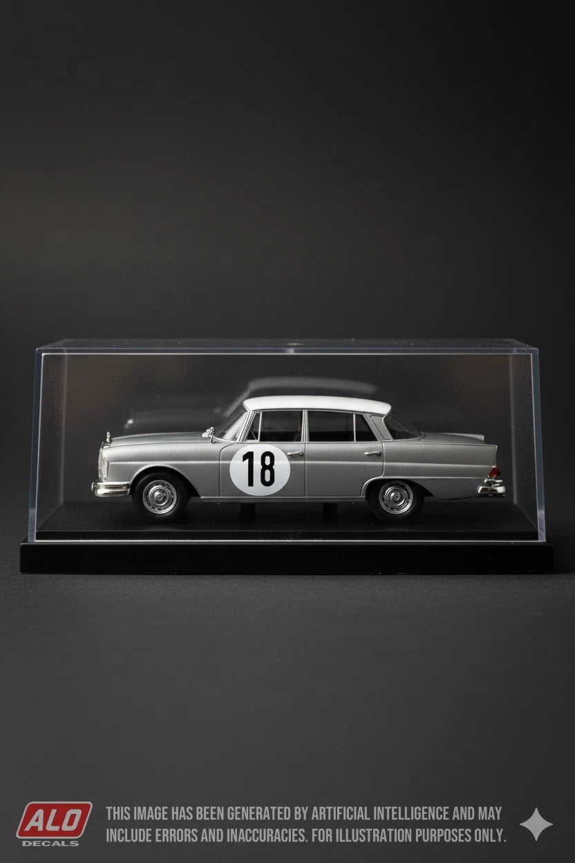 1961 RALLYE ALGER-CENTRAFRIQUE #18 MERCEDES-BENZ 220SE (W111) HERMANN BARTSCHERER/HANS-HEINZ HEPPEKAUSEN 1:43 DECALS
