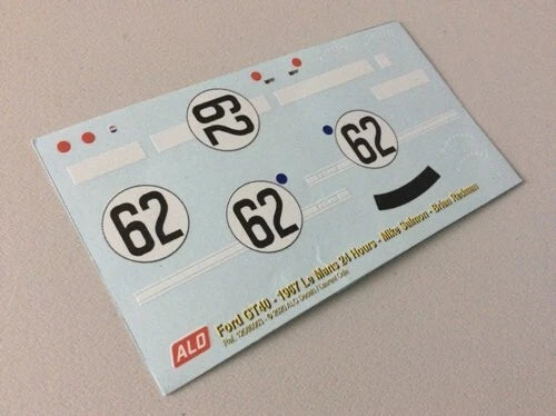 1967 LE MANS 24 HOURS #62 FORD GT40 MIKE SALMON/BRIAN REDMAN 1:43, 1:32 DECALS