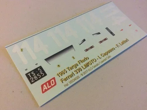 1965 TARGA FLORIO #114 FERRARI 330 GTO FERDINANDO LATTERI/IGNAZIO CAPUANO 1:43, 1:24, 1:18 DECALS