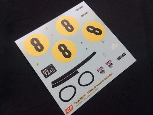 1962 ANGOLA GRAND PRIX #8 FERRARI 250 GTO DAVID PIPER 1:43, 1:24, 1:18 DECALS