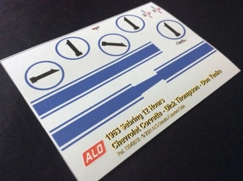 1963 SEBRING 12 HOURS #1 CHEVROLET CORVETTE DICK THOMPSON/DON YENKO 1:43, 1:24 DECALS