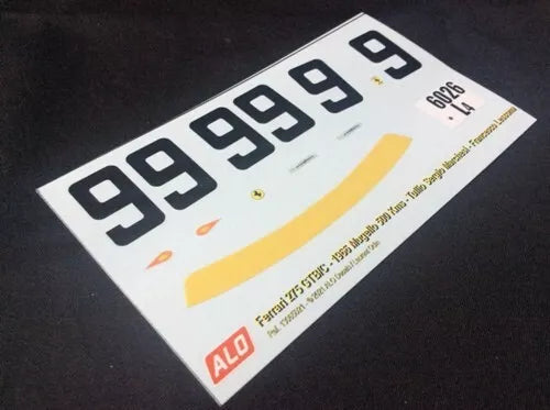 1966 MUGELLO 500 KMS #99 FERRARI 275 GTB TULLIO SERGIO MARCHESI/FRANCESCO LESSONA 1:18 DECALS