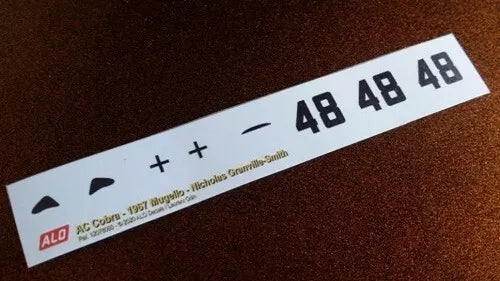 1967 MUGELLO GRAND PRIX # 48 AC SHELBY COBRA NICHOLAS GRANVILLE-SMITH 1:43, 1:24 DECALS