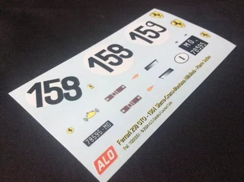 1964 SIERRE-CRANS-MONTANA HILLCLIMB #159 FERRARI 250 GTO PIERRE SUDAN 1:43, 1:18 DECALS