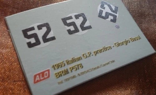 1965 ITALIAN GP PRACTICE #52 BRM P578 GIORGIO BASSI 1:43 DECALS