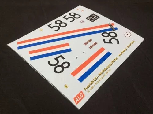 1963 NÜRBURGRING 1000 KMS #58 FERRARI 250 GTO "JEAN BEURLYS"/PIERRE DUMAY 1:43, 1:24, 1:18 DECALS