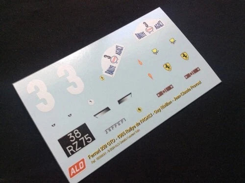 1965 AGACI RALLY #3 FERRARI 250 GTO GUY RIVILLON/JEAN-CLAUDE PREVOST 1:43, 1:24, 1:18 DECALS