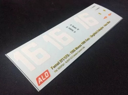 1966 MONZA 1000 KMS #16 FERRARI 275 GTB SIEGFRIED ZWIMPFER/HANS ILLERT 1:43, 1:18 DECALS