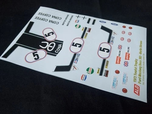 1972 TOURIST TROPHY, SILVERSTONE #5 FORD MUSTANG BOSS MARTIN BIRRANE 1:43, 1:24 DECALS