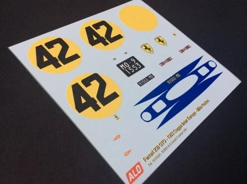1963 COPPA INTER-EUROPA, MONZA #42 FERRARI 250 GTO MIKE PARKES 1:43, 1:24, 1:18 DECALS