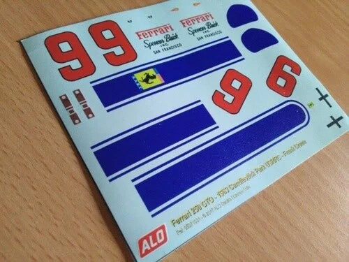 1963 CANDLESTICK PARK #9 FERRARI 250 GTO FRANK CRANE 1:43, 1:24, 1:18 DECALS