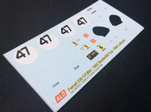 1965 VANDERBILT CUP #47 FERRARI 250 GTO/64 WALT LUFTMAN 1:43, 1:32, 1:18 DECALS