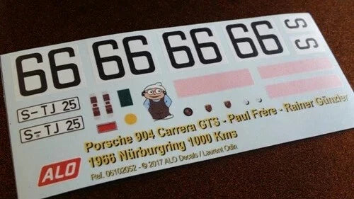1966 NÜRBURGRING 1000 KMS # 66 PORSCHE 904 PAUL FRERE/RAINER GÜNZLER 1:43, 1:24 DECALS