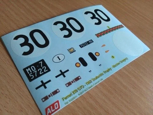 1962 SCALEXTRIX TROPHY, SILVERSTONE #30 FERRARI 250 GTO MASTEN GREGORY 1:43, 1:18 DECALS