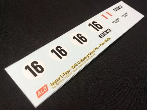 1964 LIMBOURG GRAND PRIX #16 JAGUAR E-TYPE PETER NÖCKER 1:43 DECALS