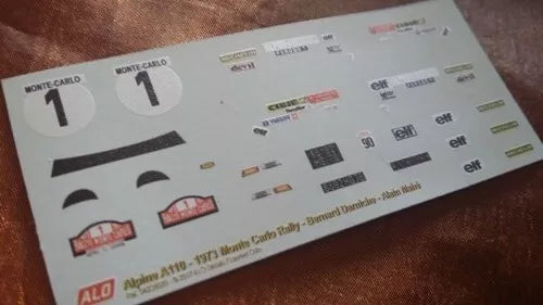 1973 MONTE CARLO RALLY #1 ALPINE A110 BERNARD DARNICHE/ALAIN MAHE 1:43 DECALS