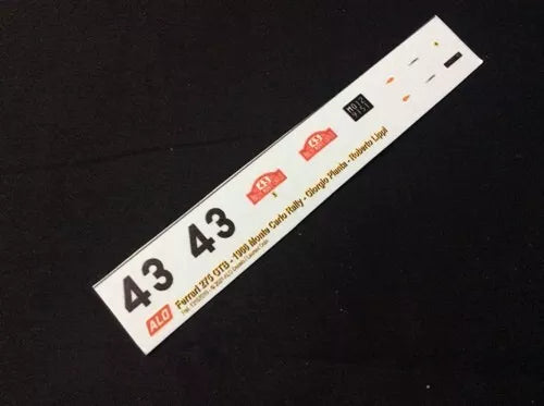 1966 MONTE CARLO RALLY # 43 FERRARI 275 GTB GIORGIO PIANTA/ROBERTO LIPPI 1:43, 1:24, 1:18 DECALS