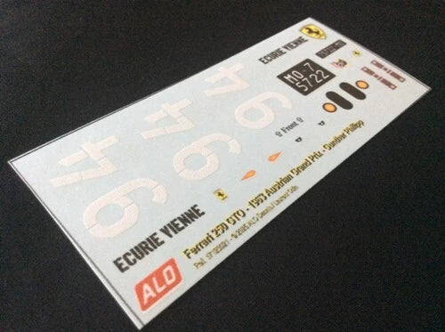 1963 AUSTRIAN GRAND PRIX, ZELTWEG #94 FERRARI 250 GTO GUNTHER PHILIPP 1:43, 1:18 DECALS