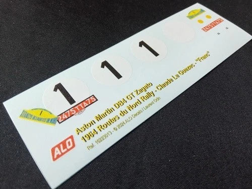 1964 ROUTES DU NORD RALLY #1 ASTON MARTIN DB4 GTZ CLAUDE LE GUEZEC/"FRANC" 1:43, 1:32 DECALS