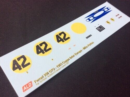 1963 COPPA INTER-EUROPA, MONZA #42 FERRARI 250 GTO MIKE PARKES 1:43, 1:24, 1:18 DECALS