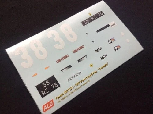 1967 PARIS GRAND PRIX #38 FERRARI 250 GTO "CORENTIN" 1:43, 1:24, 1:18 DECALS