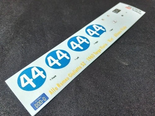 1960 TARGA FLORIO #44 ALFA ROMEO GIULIETTA SZ "KIM"/ALFONSO THIELE 1:43 DECALS
