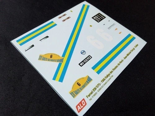 1966 ROUTES DU NORD RALLY # 6 FERRARI 250 GTO JEAN-MICHEL GIORGI/KELLER 1:43, 1:18 DECALS