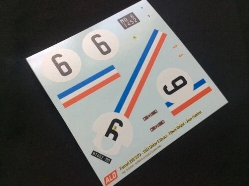 1963 DAKAR 6 HOURS #6 FERRARI 250 GTO PIERRE NOBLET/JEAN GUICHET 1:43, 1:24, 1:18 DECALS
